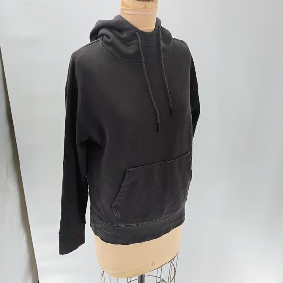 VINCE Women's black Hoodie Size Medium Comfy Lounge Cotton Sweater Minimalist - Picture 12 of 15